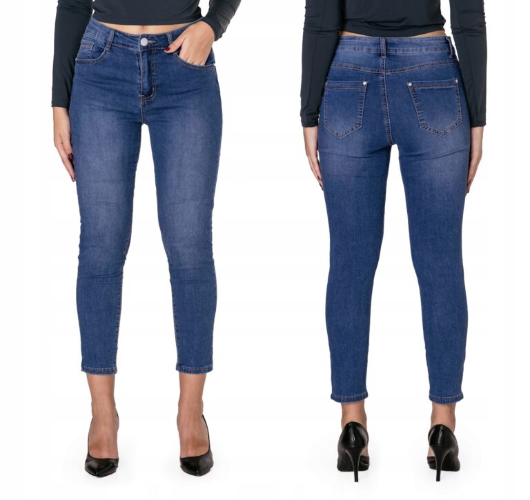 Spodnie Jeansy Rurki Damskie Dżinsy z Wysokim Stanem Strecz 5185 W30