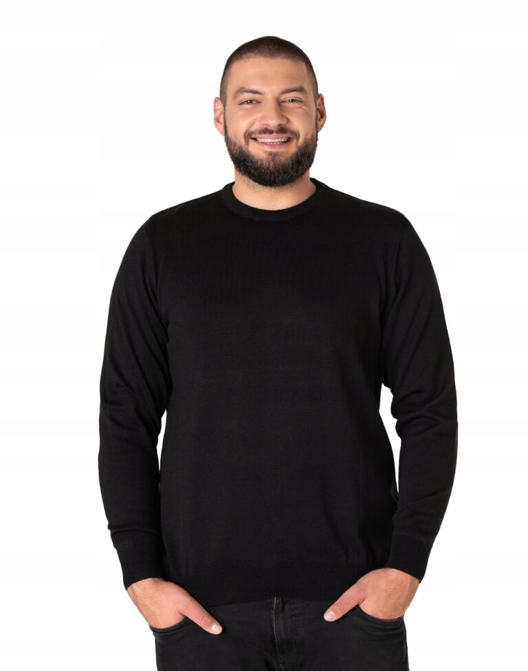 Elegancki Cienki Sweter Męski Półgolf Duży Gładki Swetr Pół Golf 8021-2 4XL
