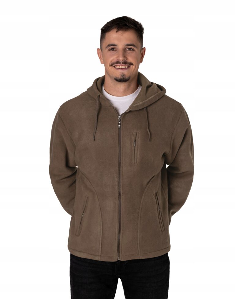 Ciepła Bluza Polarowa Męska Zimowa Rozsuwana Polar Męski Kaptur 2642-1 XXL