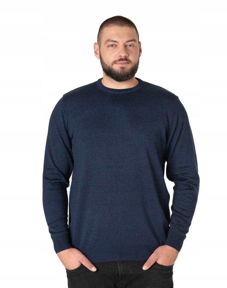 Elegancki Cienki Sweter Męski Półgolf Duży Gładki Swetr Pół Golf 8021-4 5XL