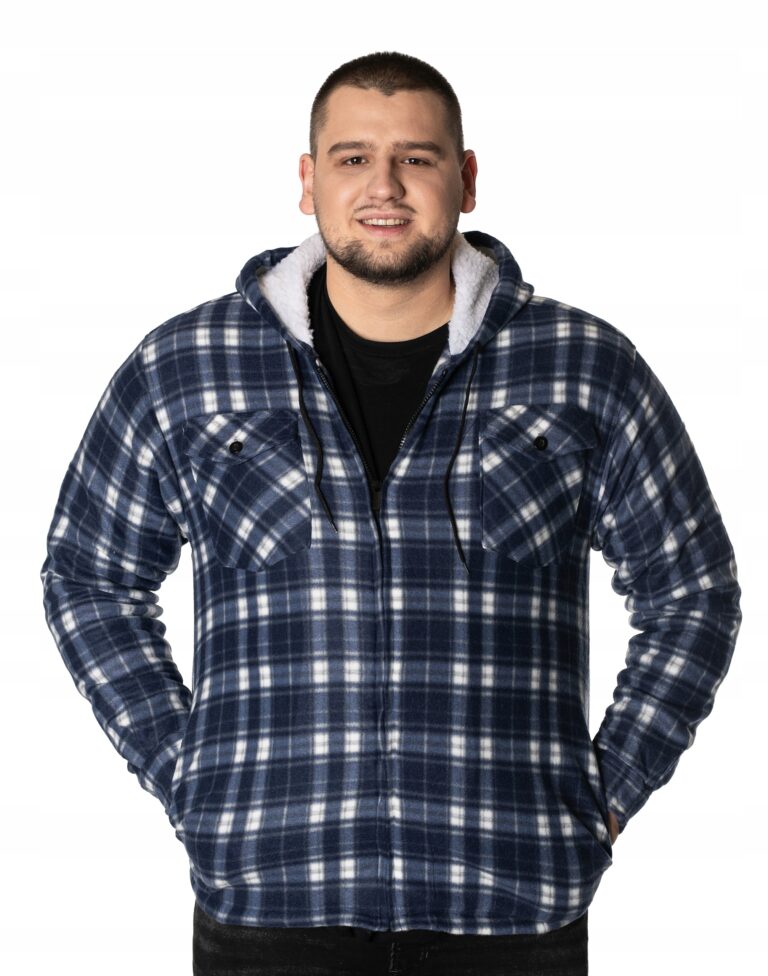 Ciepła Koszula Bluza Polarowa Męska Rozsuwana Ocieplona Futerkiem 225-4 XL