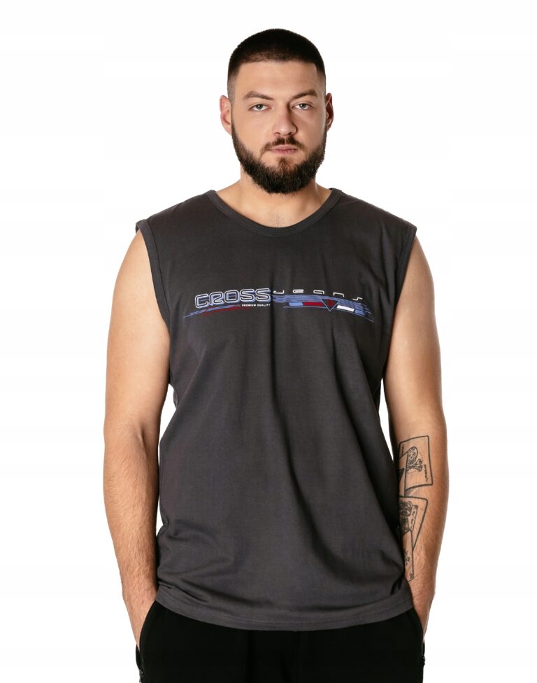 Duża Koszulka Męska Bez Rękawów Bokserka Podkoszulek Tank Top 3017-4 r 3XL