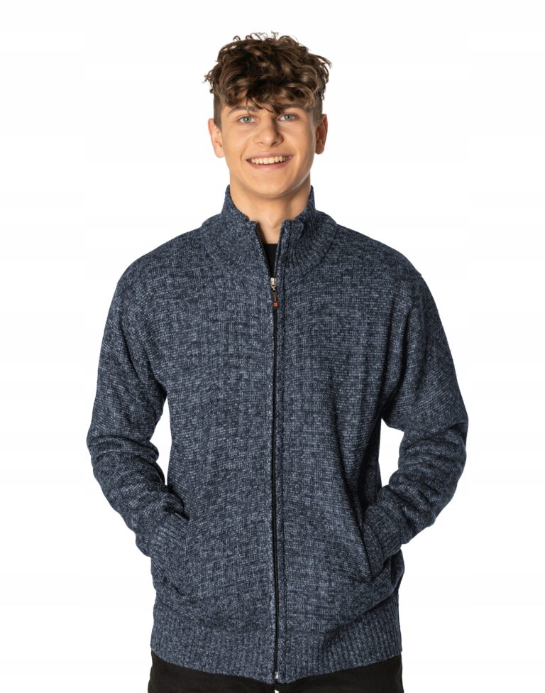 Elegancki Ciepły Sweter Męski Półgolf Rozsuwany Rozpinany Golf 2831-03 r XL