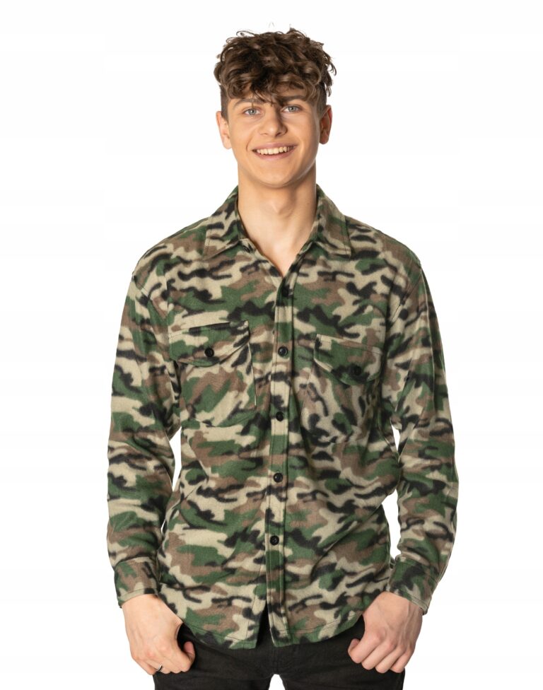 Duża Ciepła Koszula Polarowa Męska Ocieplana Moro Kamuflaż Polar 222TX 4XL