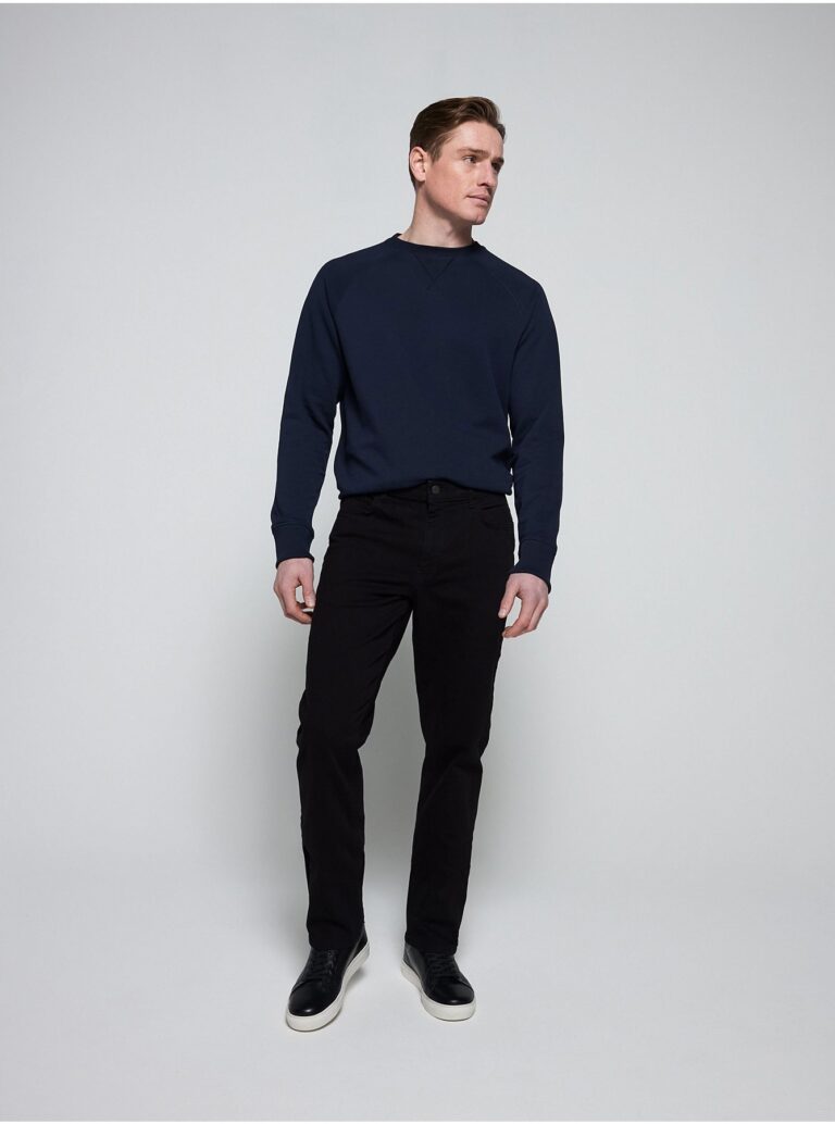 Czarne Spodnie Jeansy Męskie Dżinsy Texasy z Prostą Nogawką XF101 r W37 L32