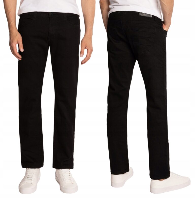 Duże Czarne Spodnie Jeansy Męskie Dżinsy Texasy Prosta Nogawka 7092 W43 L30