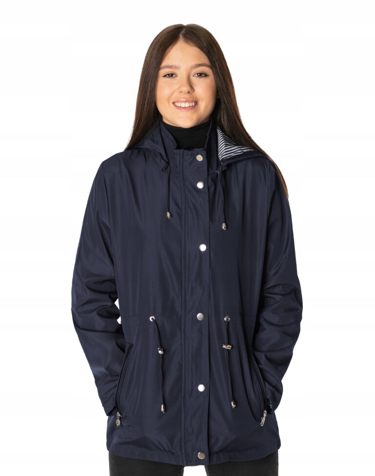 Cienka Kurtka Damska Przejściowa Wiatrówka Płaszczyk z Kapturem 771-04 3XL