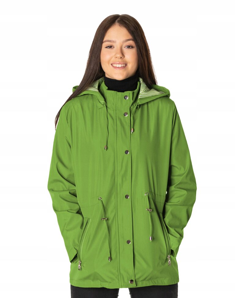 Cienka Kurtka Damska Przejściowa Wiatrówka Płaszczyk z Kapturem 771-07 r M