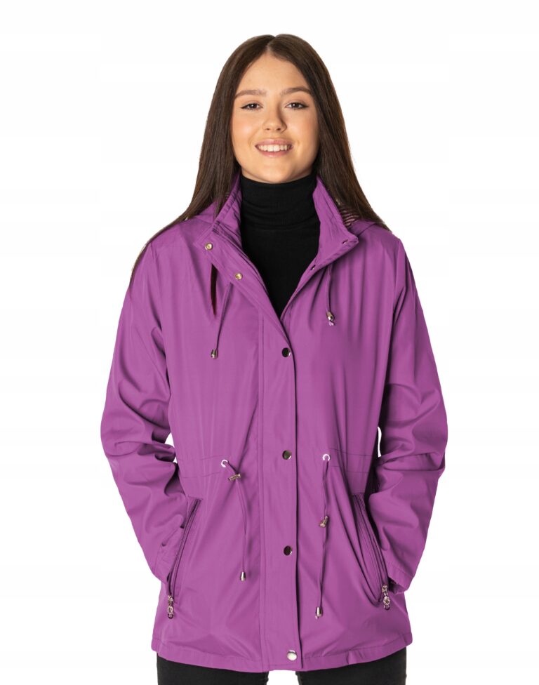 Cienka Kurtka Damska Przejściowa Wiatrówka Płaszczyk z Kapturem 771-06 r M