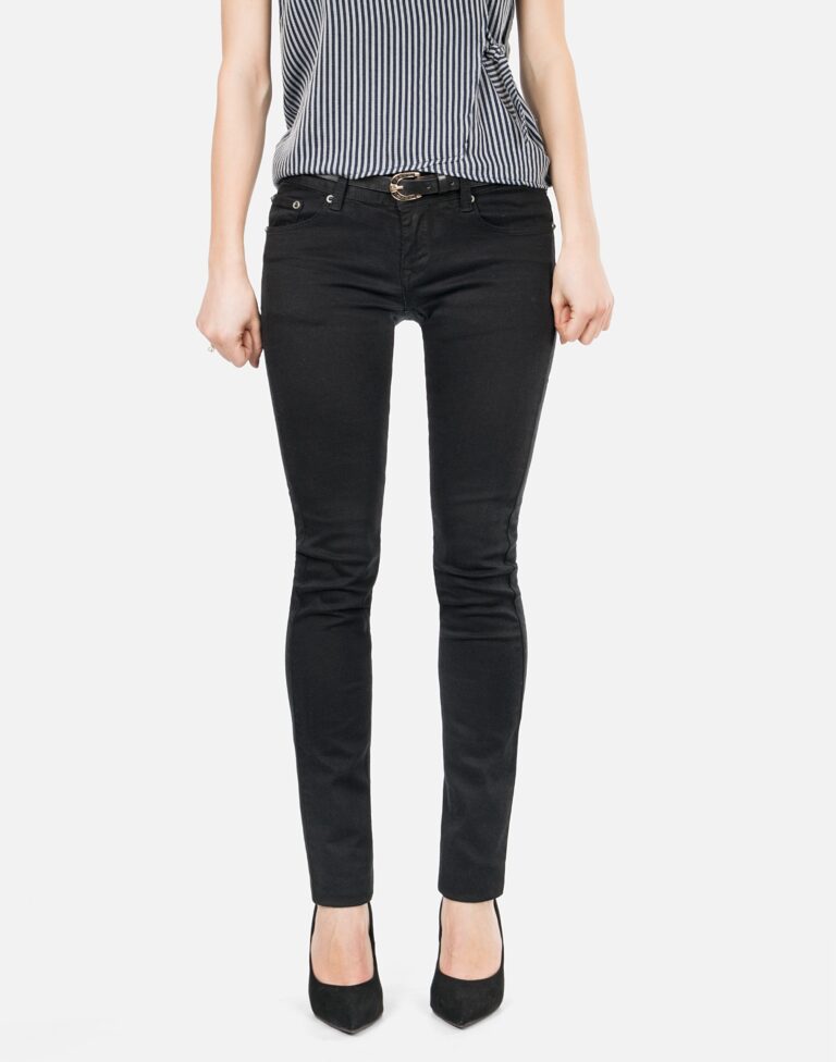 Czarne Jeansy Rurki Damskie Spodnie Pasek 740 78cm