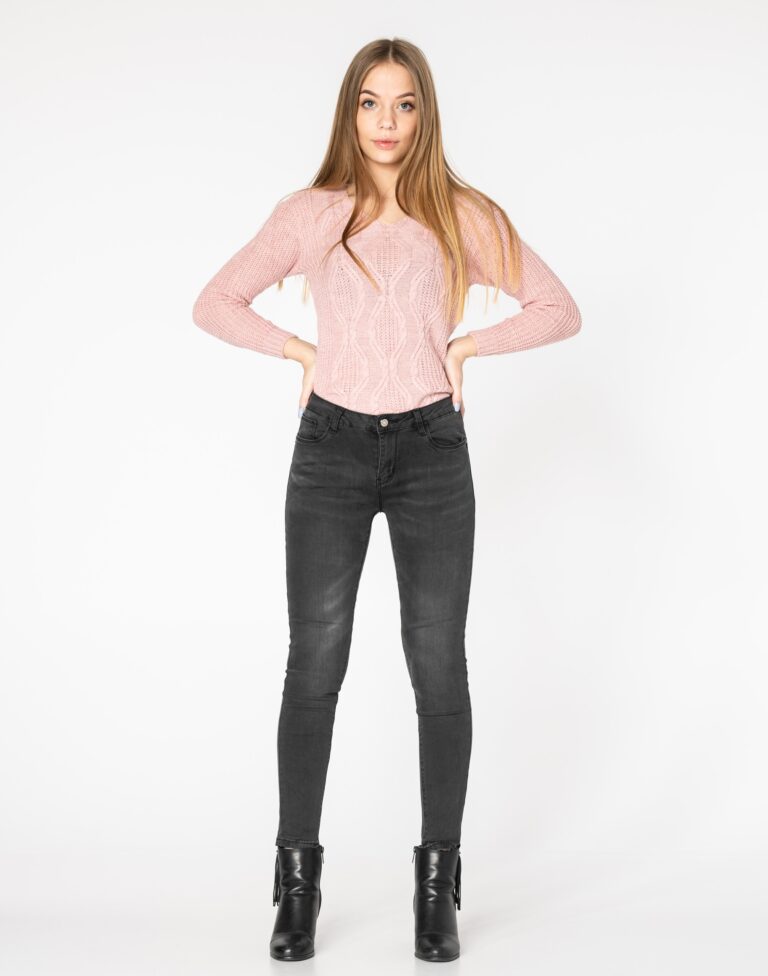 Czarne Spodnie Jeans Rurki Slim Damskie 9116 72 cm