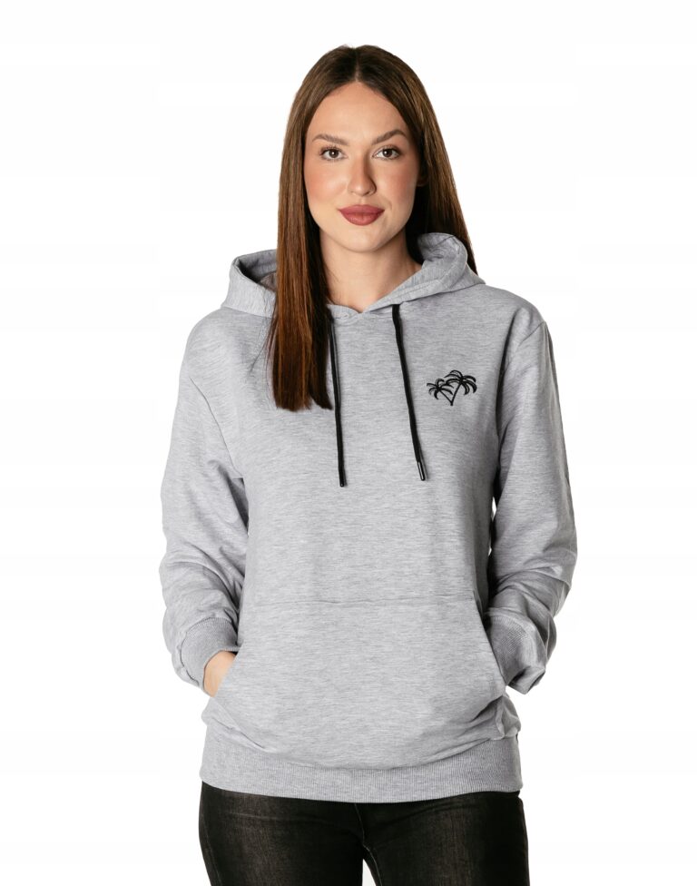 Sportowa Bluza Dresowa Damska Kangurka z Kapturem Megi Dres 5494-2 L Szara