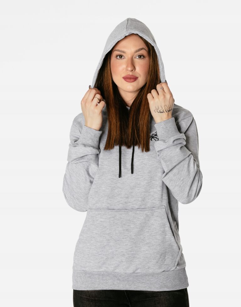 Sportowa Bluza Dresowa Damska Kangurka z Kapturem Megi Dres 5494-2 L Szara