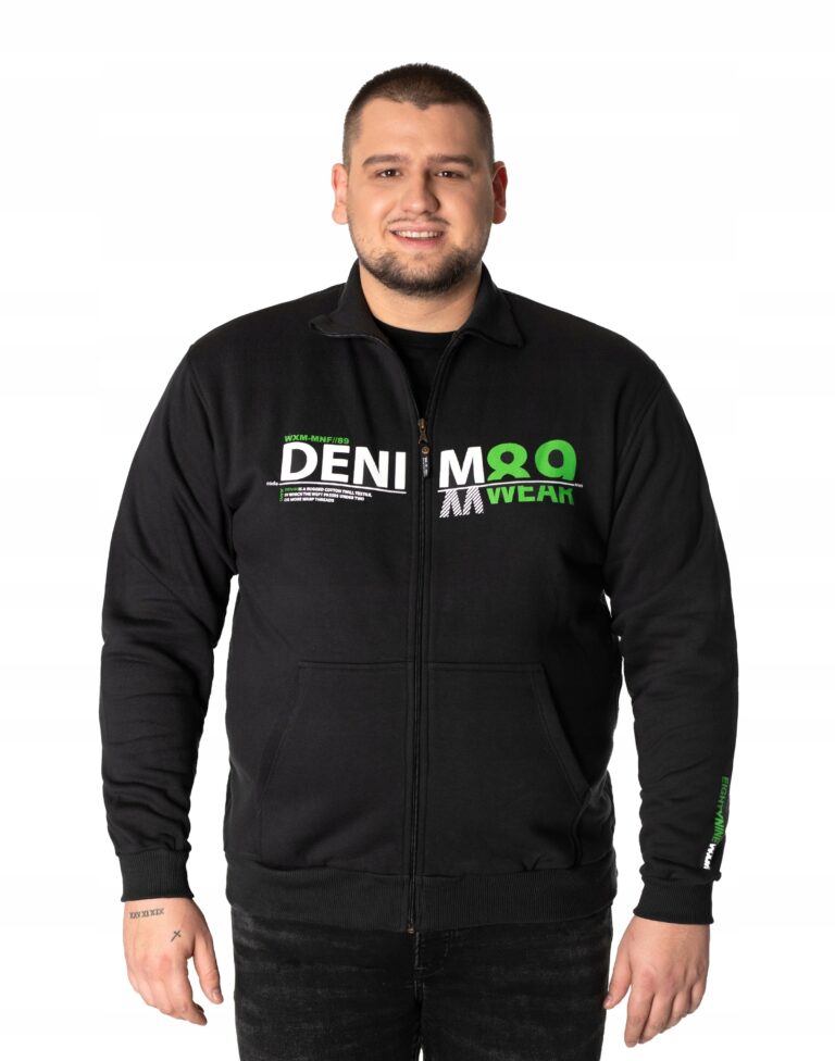 Ciepła Duża Sportowa Bluza Dresowa Męska Rozsuwana Master Denim89 4XL czar