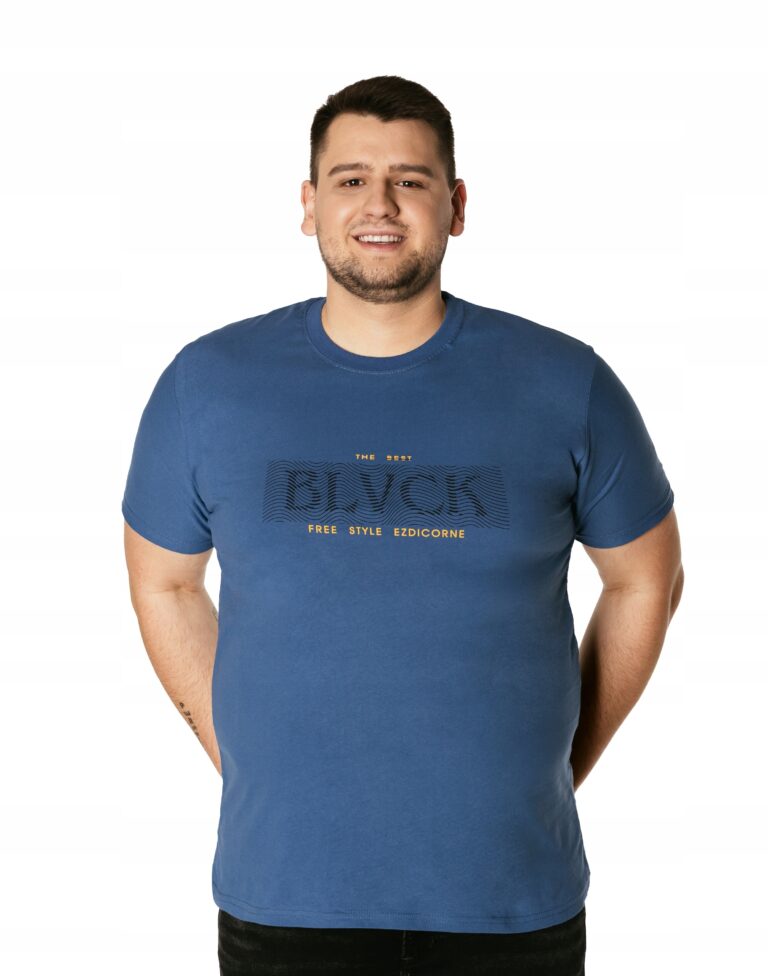 Duża Koszulka Podkoszulek T-shirt Męski Bawełniany Duże Rozmiary 964-07 4XL