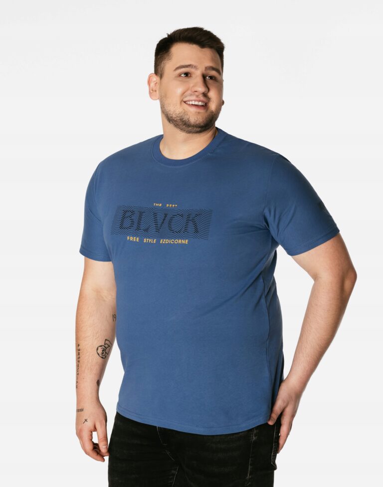 Duża Koszulka Podkoszulek T-shirt Męski Bawełniany Duże Rozmiary 964-07 4XL