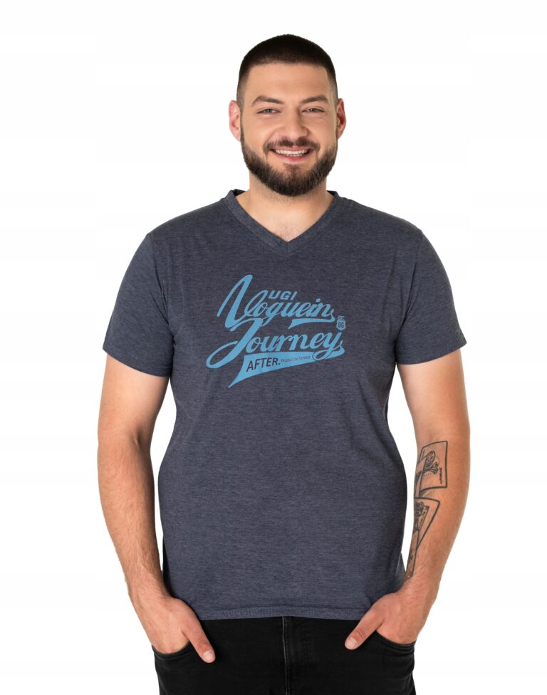 T-shirt Podkoszulek Koszulka V-neck Krótki Rękaw Męski Bawełniany 69502-1 M