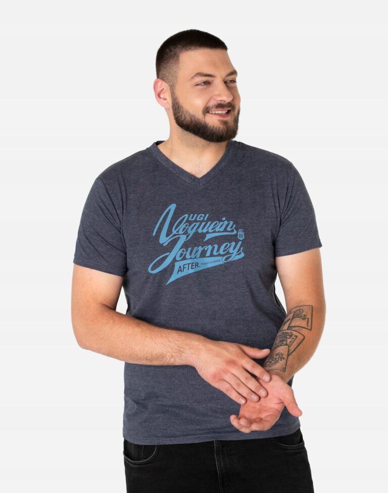 T-shirt Podkoszulek Koszulka V-neck Krótki Rękaw Męski Bawełniany 69502-1 M