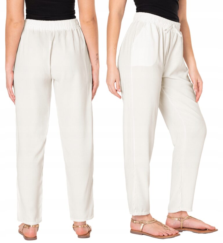 Cienkie Przewiewne Luźne Spodnie Damskie Bawełniane na Lato K307-2 7XL/8XL