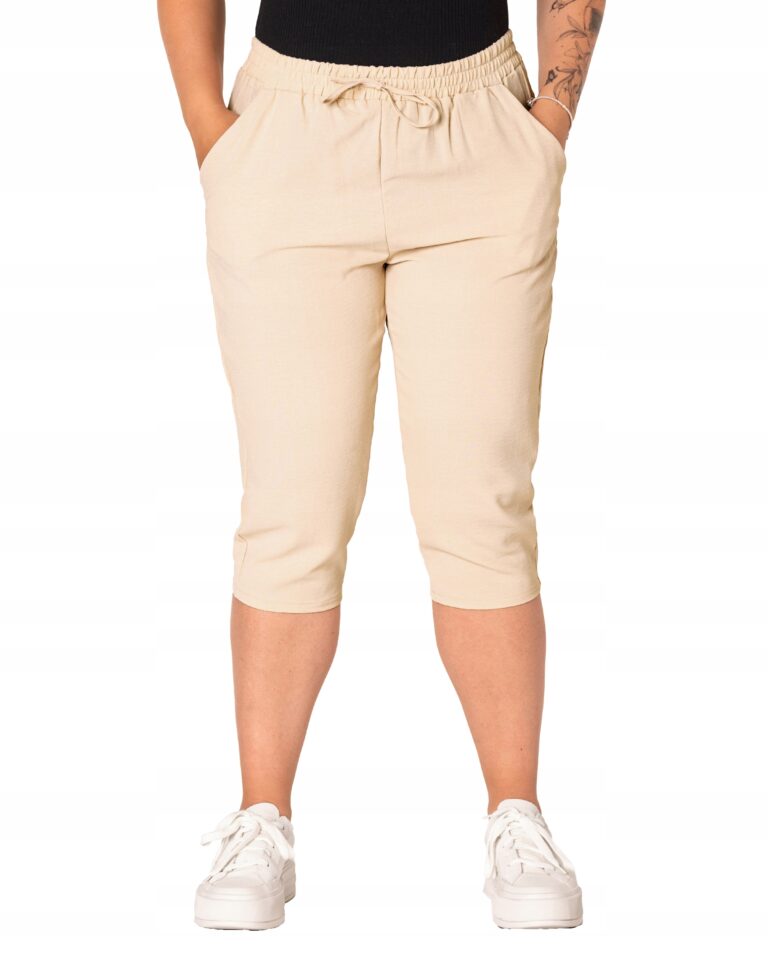 Duże Cienkie Przewiewne Krótkie Spodenki Rybaczki Damskie na Lato S05-2 4XL