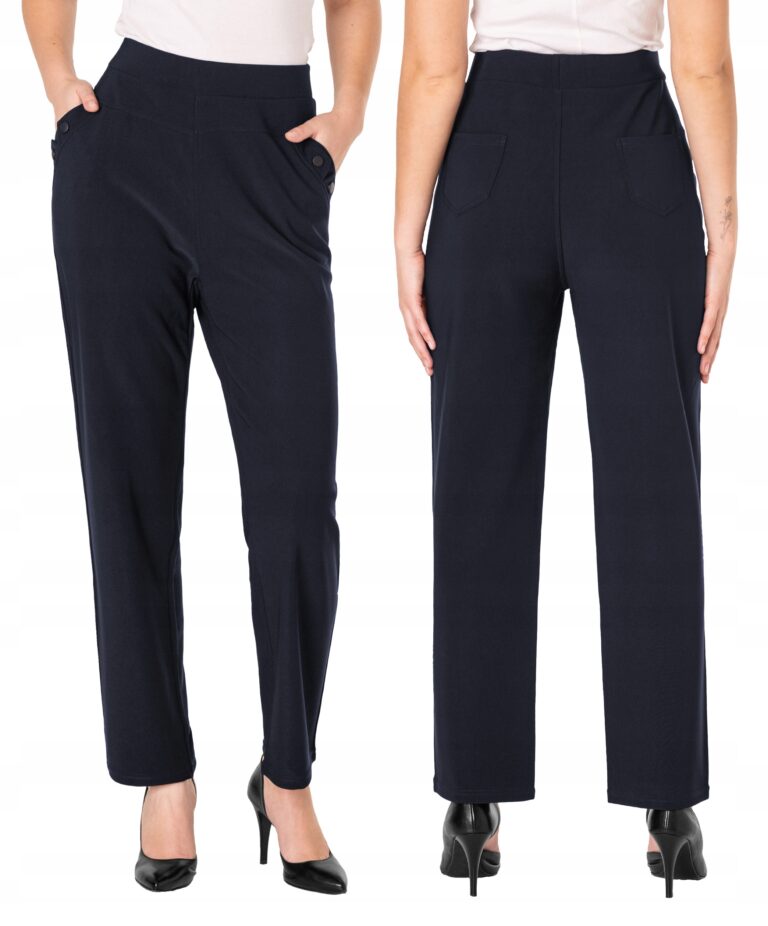 Eleganckie Duże Wizytowe Spodnie Cygaretki Damskie Wysoki Stan 5638-2 r 9XL