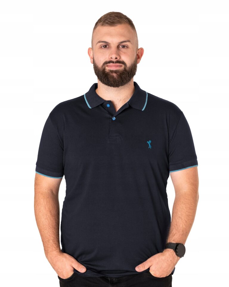 Duża Sportowa Koszulka Polo Męska Bawełniana Krótki Rękaw Polówka 393-3 8XL