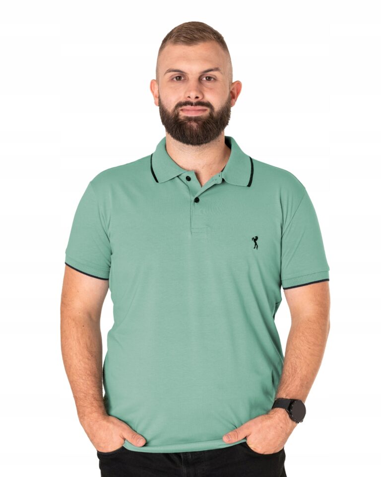 Duża Sportowa Koszulka Polo Męska Bawełniana Krótki Rękaw Polówka 393-4 4XL