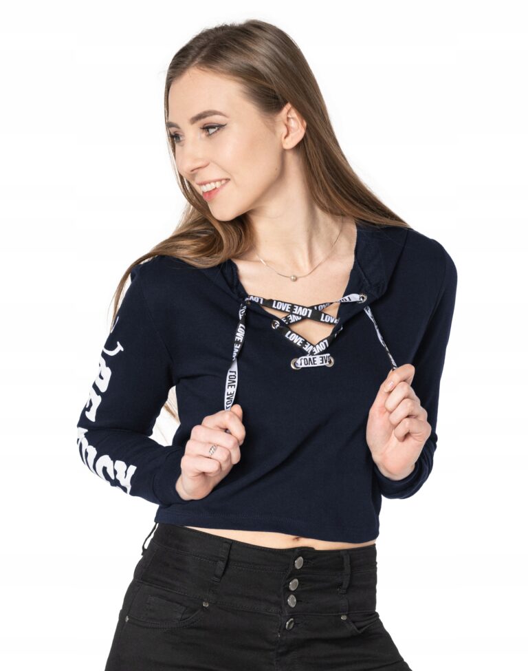 Młodzieżowa Krótka Bluzka Crop Top Bluza 841-3 r L