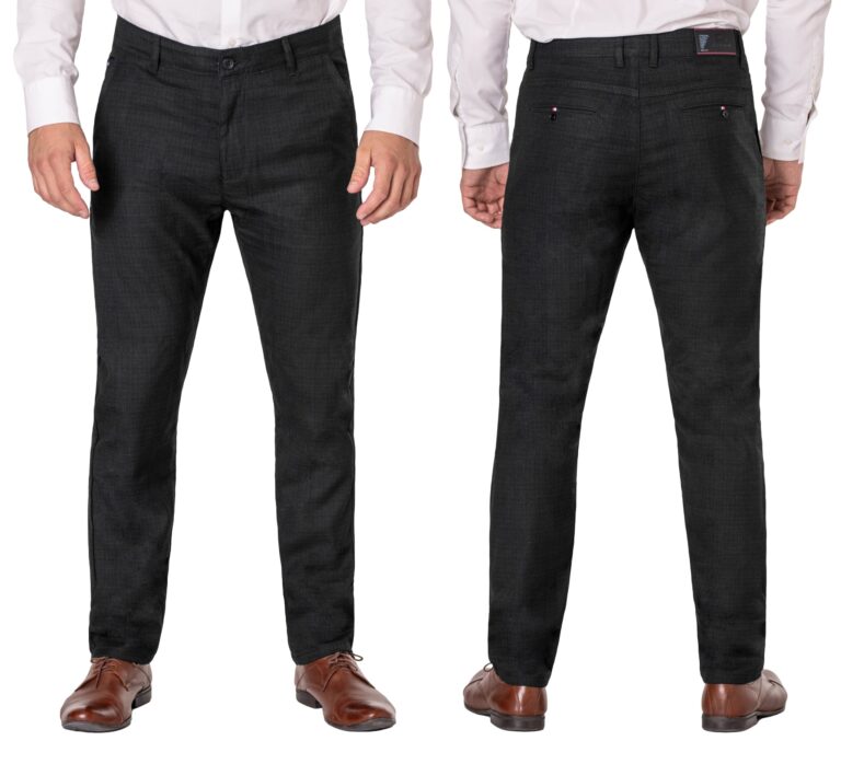 Eleganckie Wizytowe Spodnie Męskie Czarne CHINOSY Bawełniane 6031 W48 L32