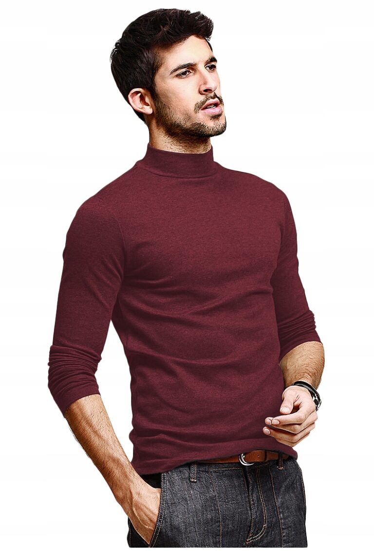 Elegancki półgolf sweter męski golf WXM XL bordowy