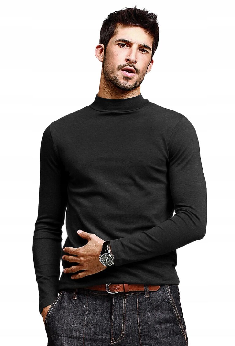 Elegancki półgolf sweter męski golf WXM XL czarny