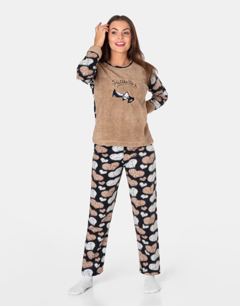 Ciepła Gruba Piżama Damska Futerko Polar Koszulka Spodnie Opaska ! 0374 r M