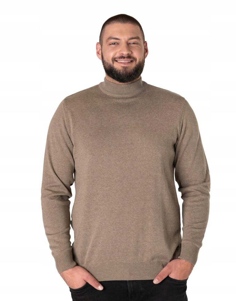 Elegancki Cienki Sweter Męski PółGolf Duży Gładki Swetr Pół Golf 8221-9 3XL