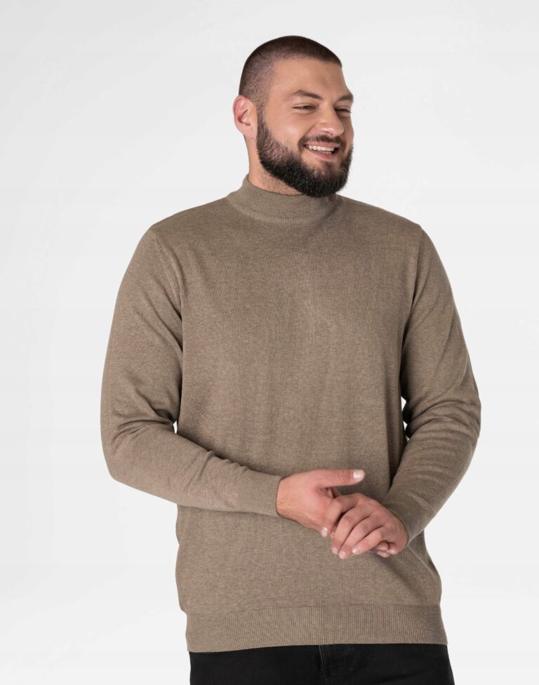 Elegancki Cienki Sweter Męski PółGolf Duży Gładki Swetr Pół Golf 8221-9 3XL