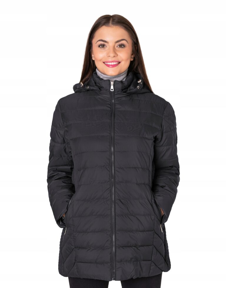 Duża Ciepła Puchowa Kurtka Zimowa Damska Pikowana Ocieplana Zimę 603-3 7XL