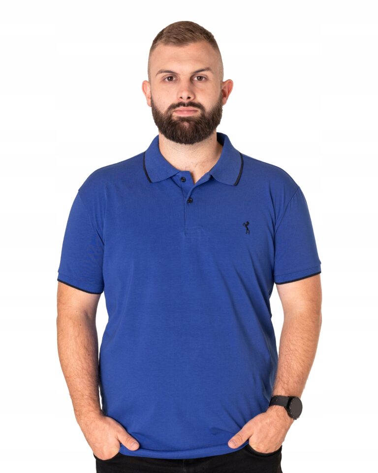 Duża Sportowa Koszulka Polo Męska Bawełniana Krótki Rękaw Polówka 393-5 5XL