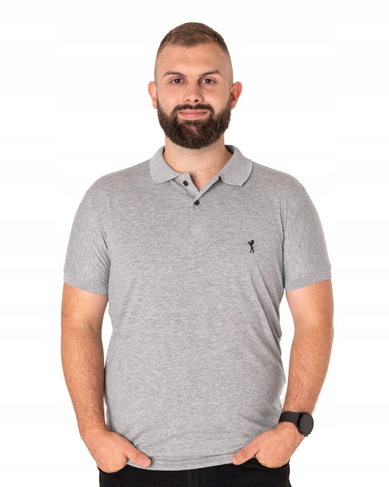 Duża Sportowa Koszulka Polo Męska Bawełniana Krótki Rękaw Polówk 393-10 8XL