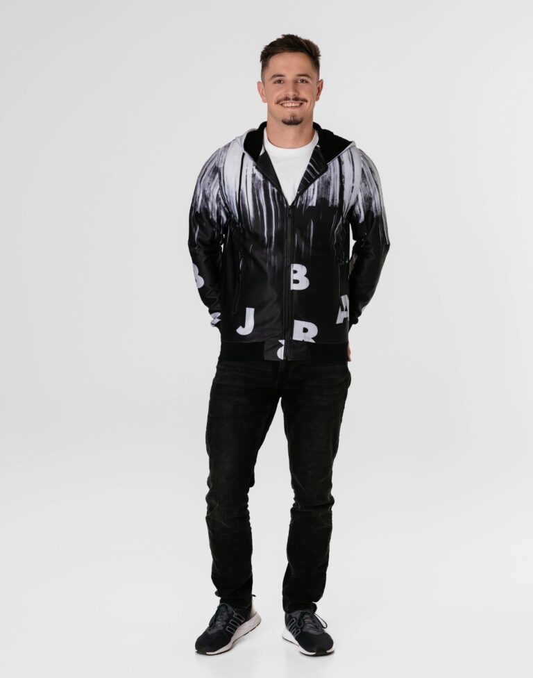 Cienka Sportowa Kurtka Przejściowa Męska Wiatrówka Bluza Kaptur 46631-3 r L