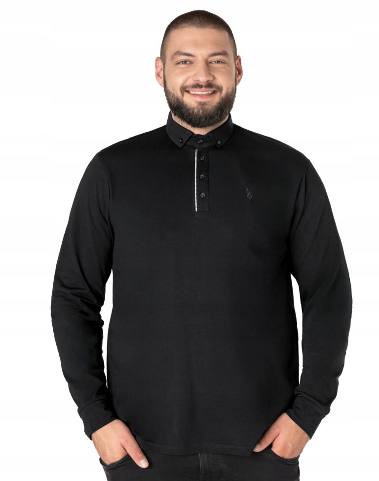 Duża Bluza Koszulka Polo Męska Bawełniana Podkoszulek Długi Rękaw 520-2 3XL