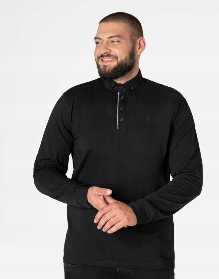 Duża Bluza Koszulka Polo Męska Bawełniana Podkoszulek Długi Rękaw 520-2 3XL