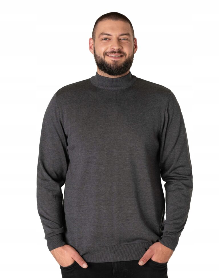 Elegancki Cienki Sweter Męski PółGolf Duży Gładki Swetr Golf 8221-12 r 5XL