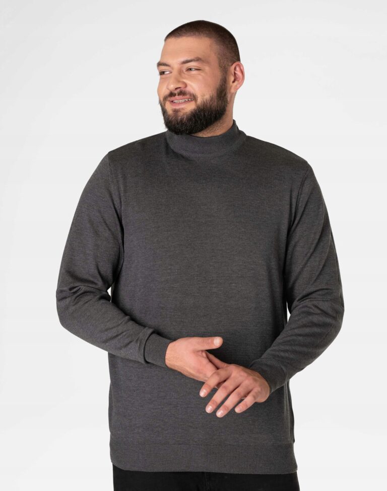 Elegancki Cienki Sweter Męski PółGolf Duży Gładki Swetr Golf 8221-12 r 5XL