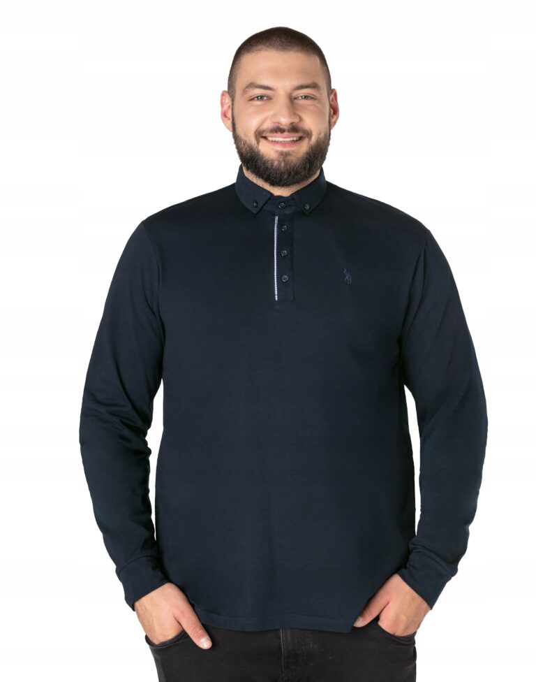 Duża Bluza Koszulka Polo Męska Bawełniana Podkoszulek Długi Rękaw 520-3 6XL