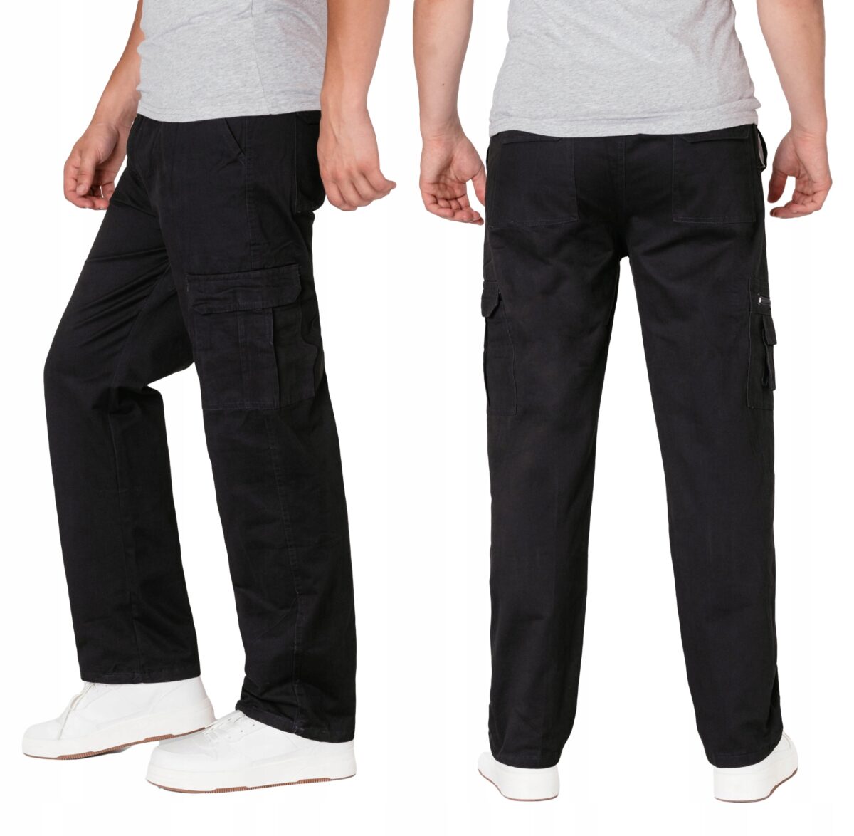 Czarne Spodnie Bojówki Męskie Militarne Cargo z 7 Kieszeniami ! K1002-3 4XL