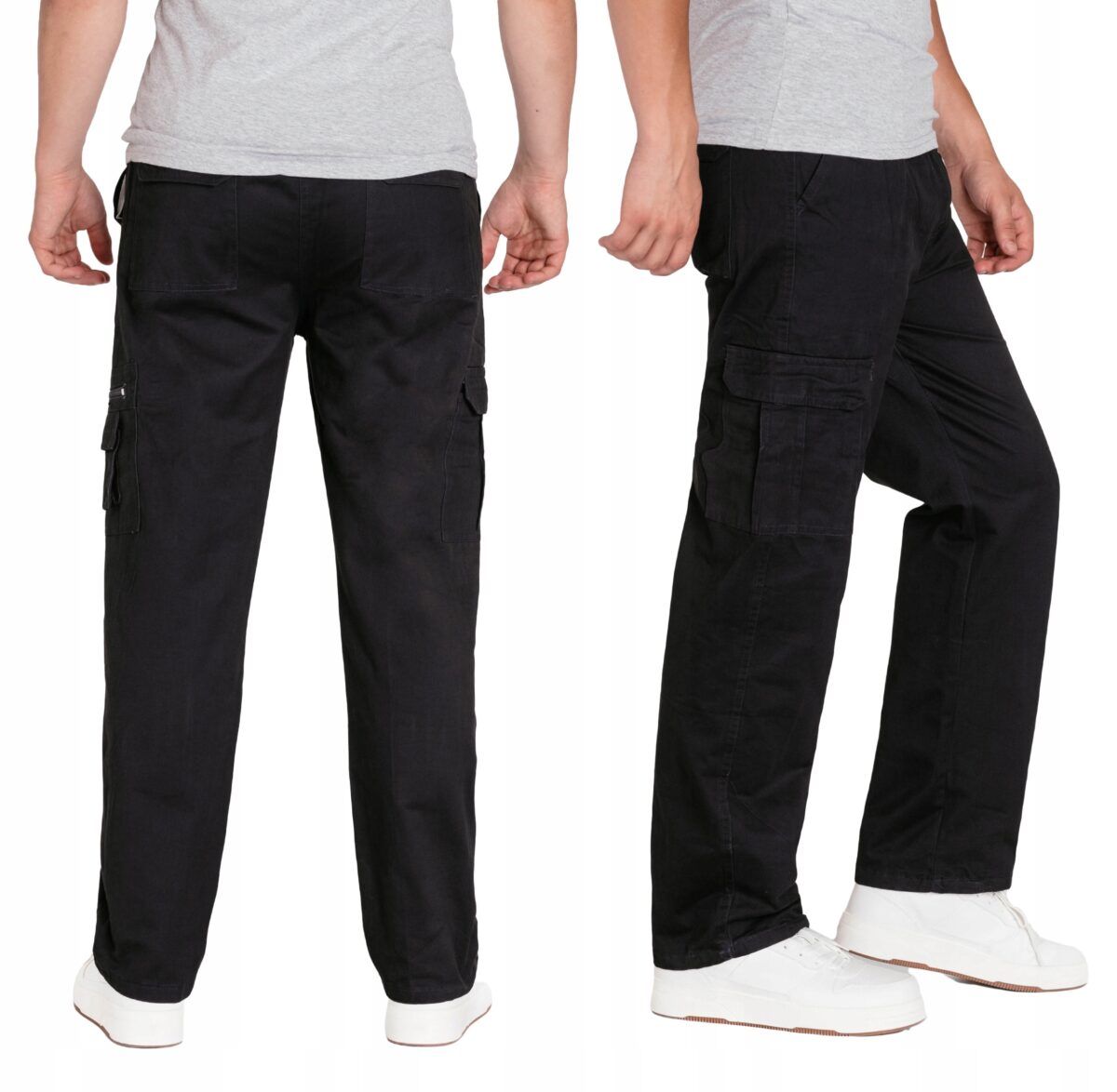 Czarne Spodnie Bojówki Męskie Militarne Cargo z 7 Kieszeniami ! K1002-3 4XL