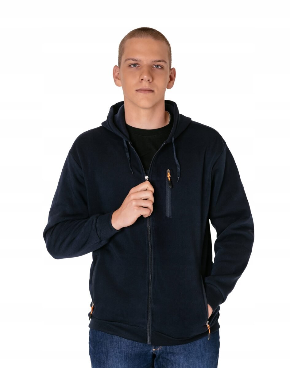 Duża Ciepła Bluza Dresowa Męska Rozsuwana Rozpinana Kaptur Sport 2476-4 4XL