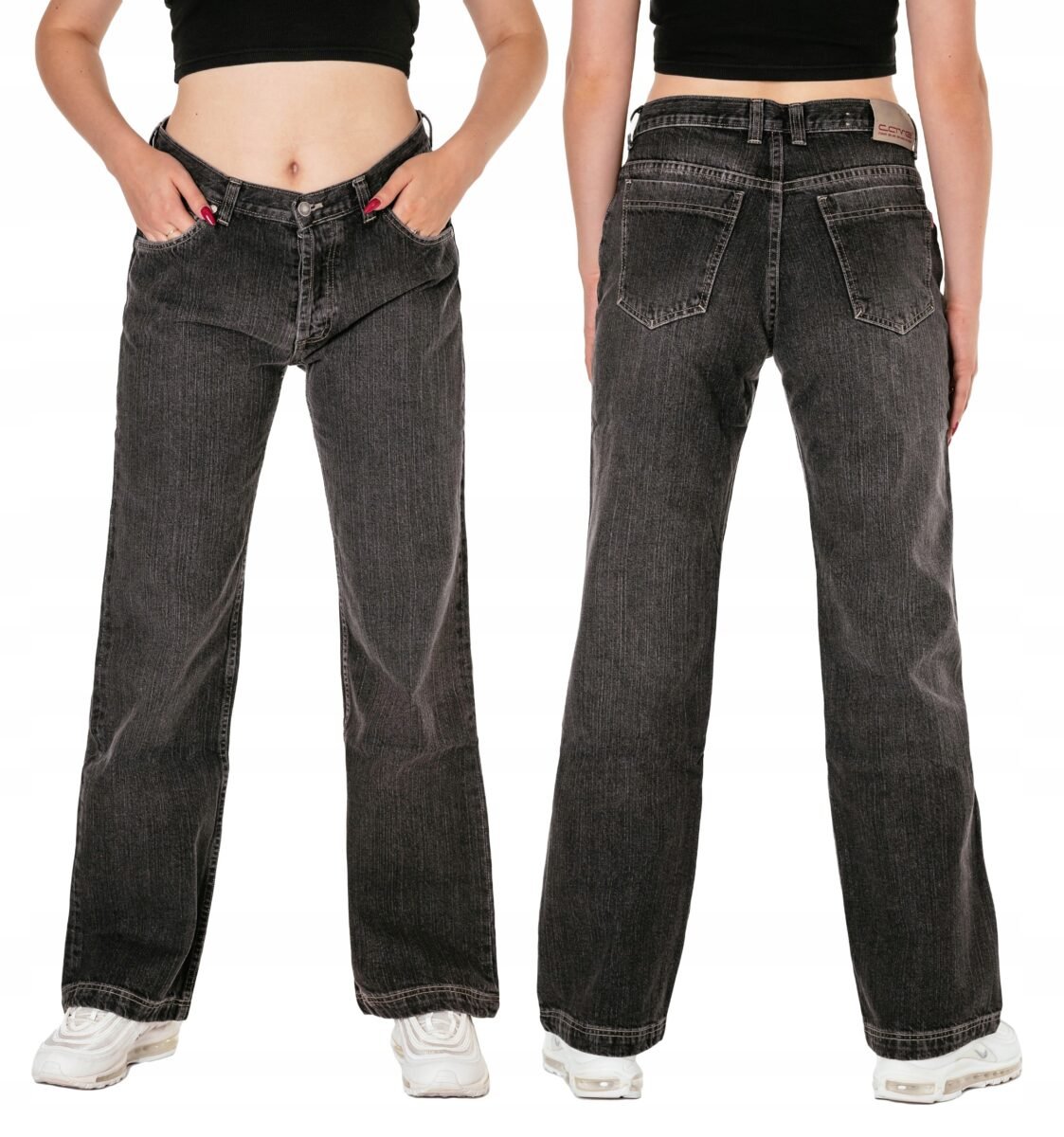 SZWEDY Spodnie Damskie Jeans z Szerokimi Luźnymi Nogawkami Dżinsy 103 W35