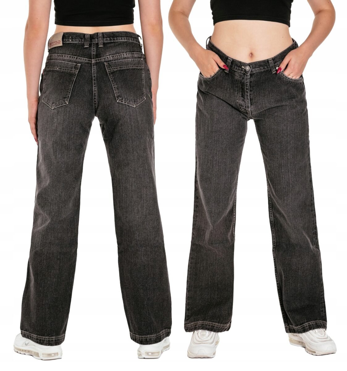 SZWEDY Spodnie Damskie Jeans z Szerokimi Luźnymi Nogawkami Dżinsy 103 W35