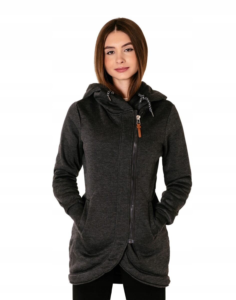 Długa Ciepła Bluza Płaszczyk Tunika Bawełniana Damska Rozpinana 815-6 r XL