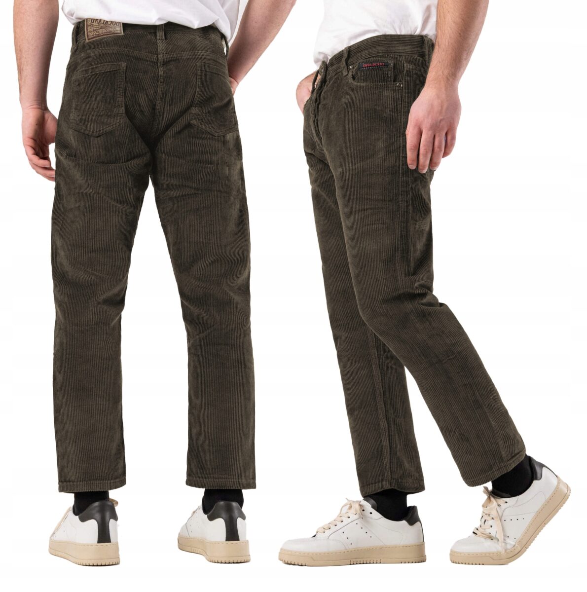 Ciepłe Spodnie Sztruksowe Męskie Bawełniane Sztruksy w Gruby Prążek T89 W31